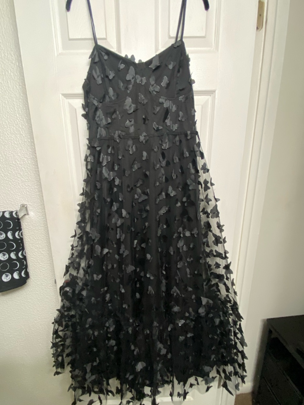 Betsy Johnson Butterfly Appliqué Tulle Midi Dress with Corset Back